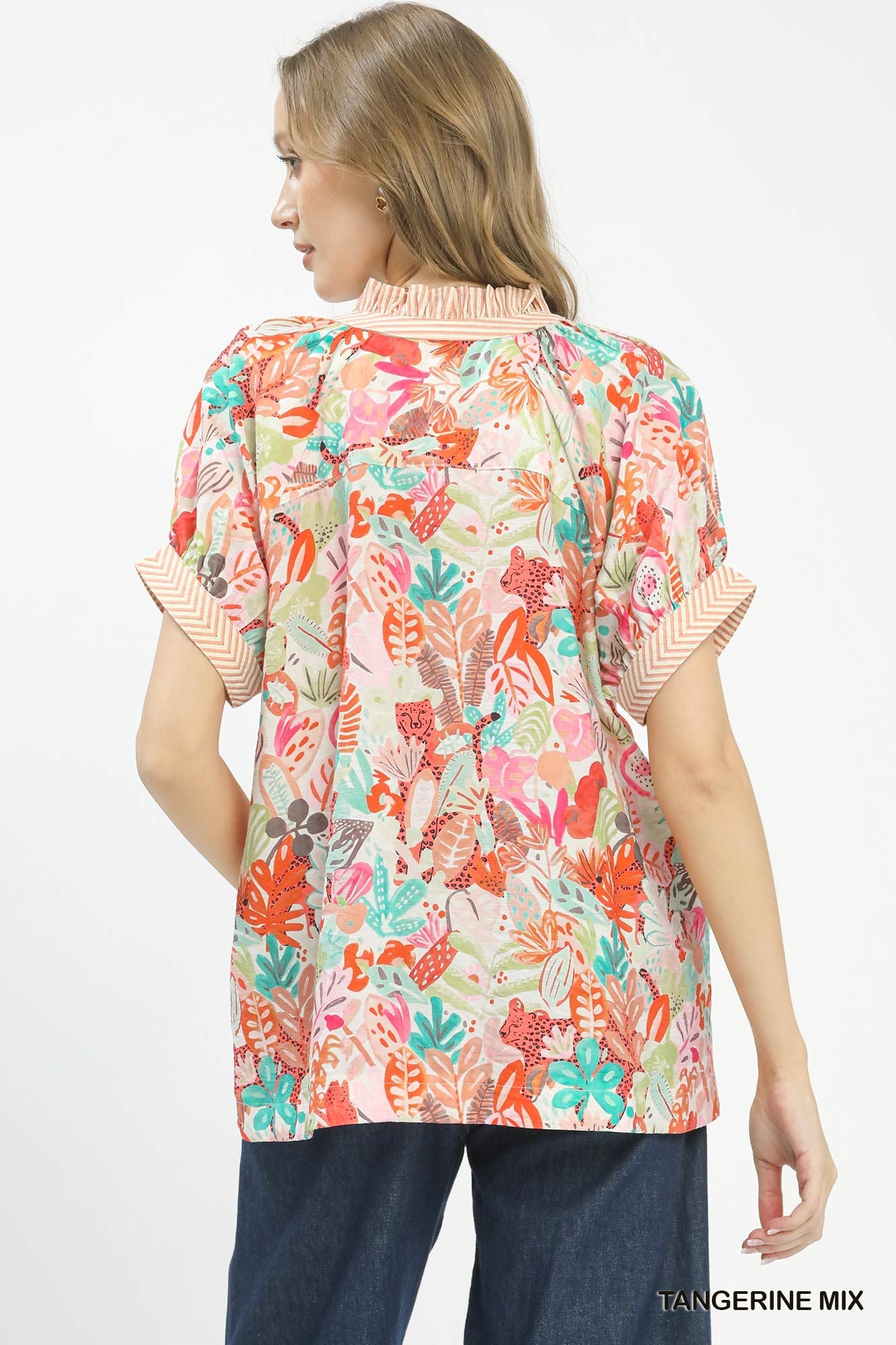 UMGEE Mix Boho Printed V-Neck Top on Simply Obsessed