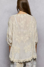 POL Floral Embroidered Top with Trim Edge on Simply Obsessed