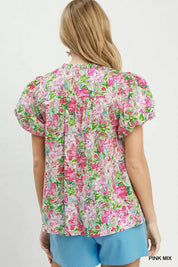 UMGEE Floral Puff Sleeve Blouse on Simply Obsessed