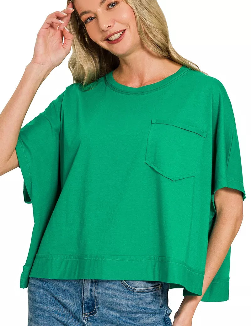 ZENANA Exposed Seam Boxy Top on Simply Obsessed