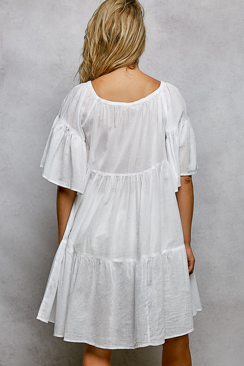 POL Tied Tassel Embroidery Half Flared Sleeve Mini Dress **DEBUT SALE** on Simply Obsessed