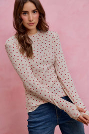 SO ME Ditsy Heart All Over Slub Rib Knit Valentine Top on Simply Obsessed