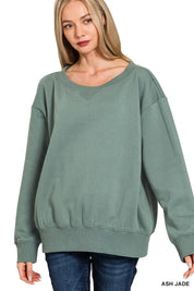 Zenana Fleece Boat Neck Sweatshirt on Simply Obsessed