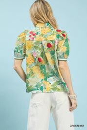 UMGEE Jacquard Bloomscape Print Top on Simply Obsessed