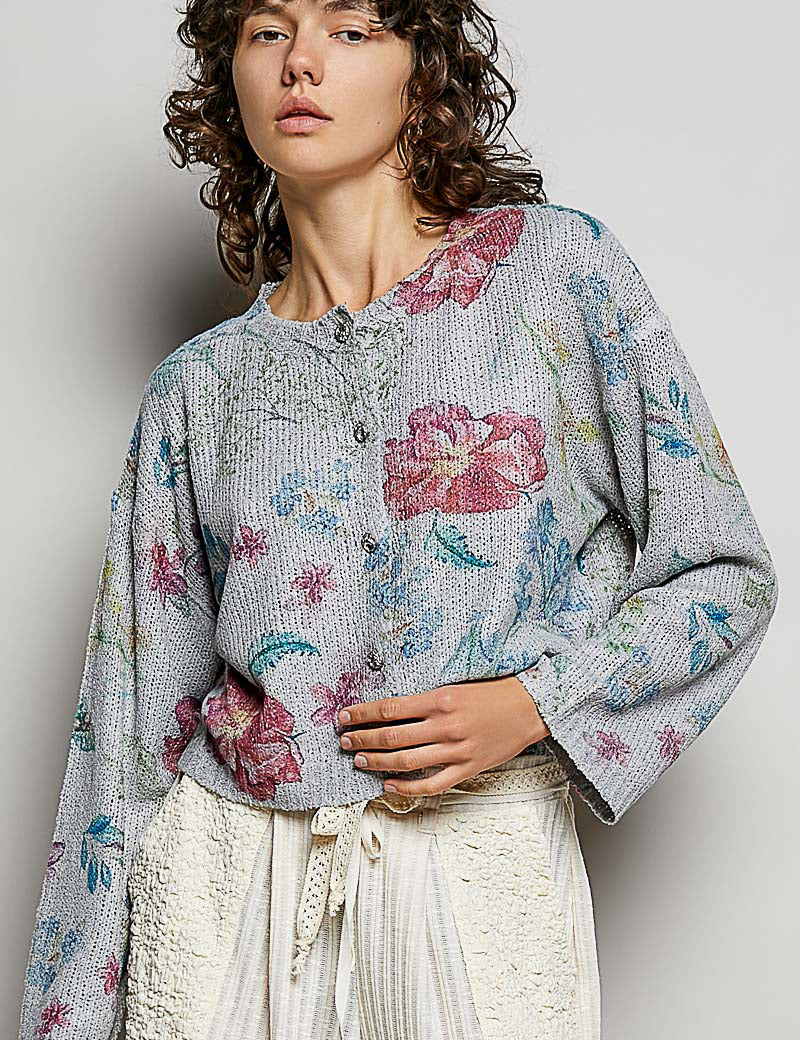 POL Floral Print Button-Down Knit Cardigan on Simply Obsessed