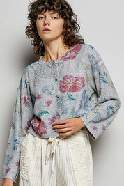 POL Floral Print Button-Down Knit Cardigan on Simply Obsessed