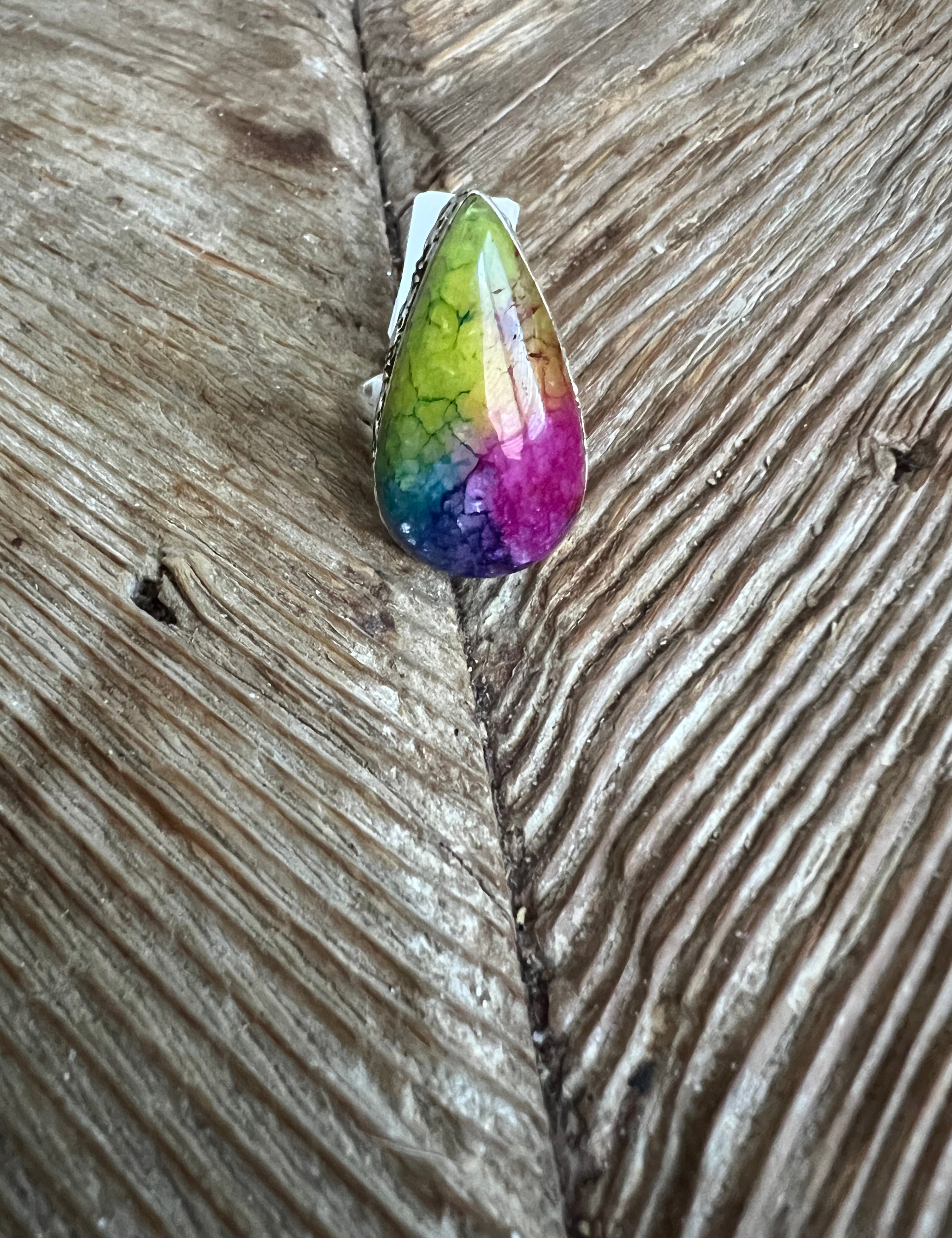 #9 One of a Kind Rainbow Solar Quartz Turkish Silver Ring (Size 8) on Simply Obsessed