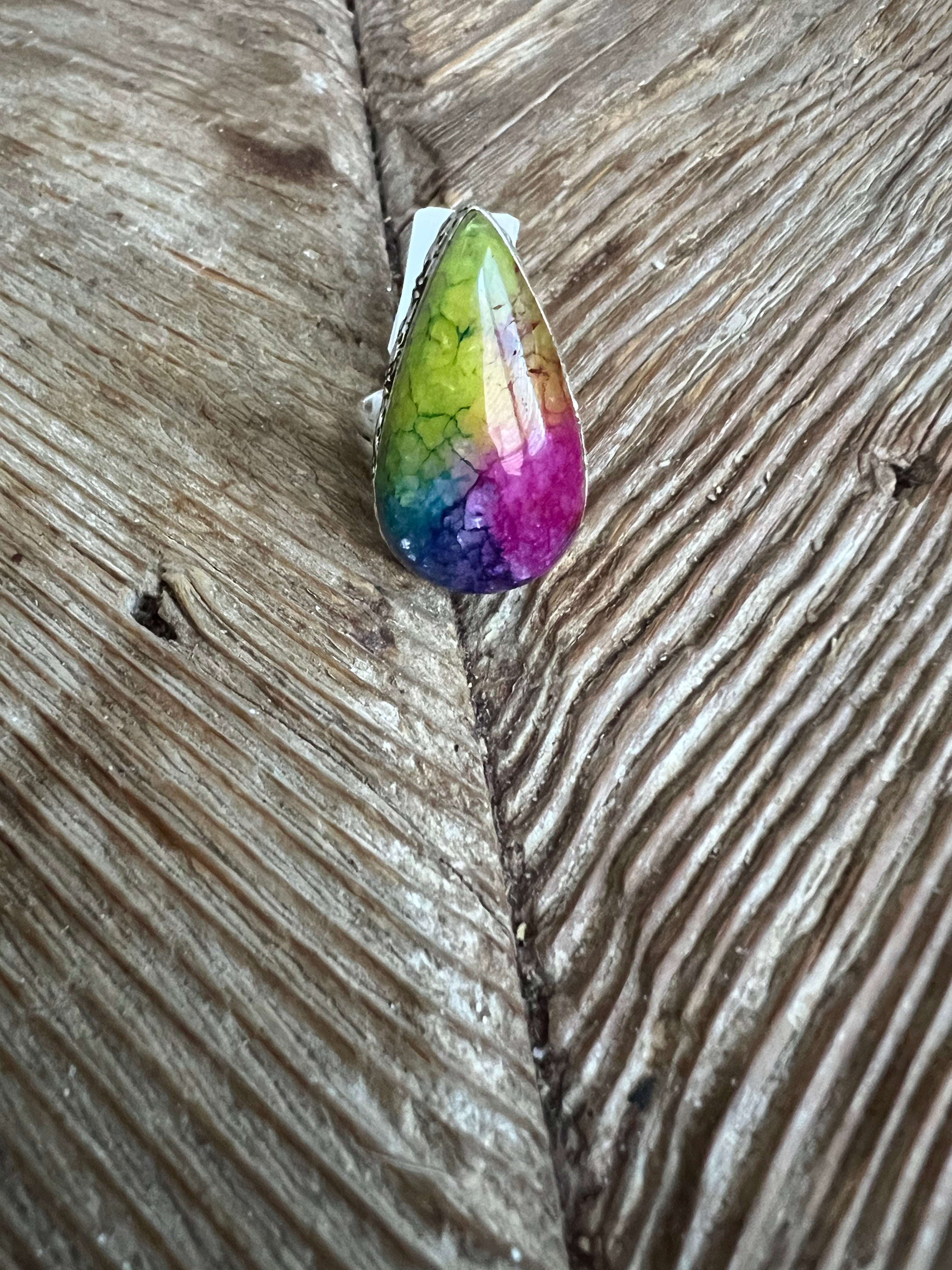 #9 One of a Kind Rainbow Solar Quartz Turkish Silver Ring (Size 8) on Simply Obsessed