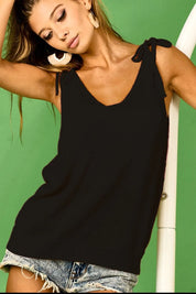 BiBi Tied Shoulder Solid Knit Top on Simply Obsessed