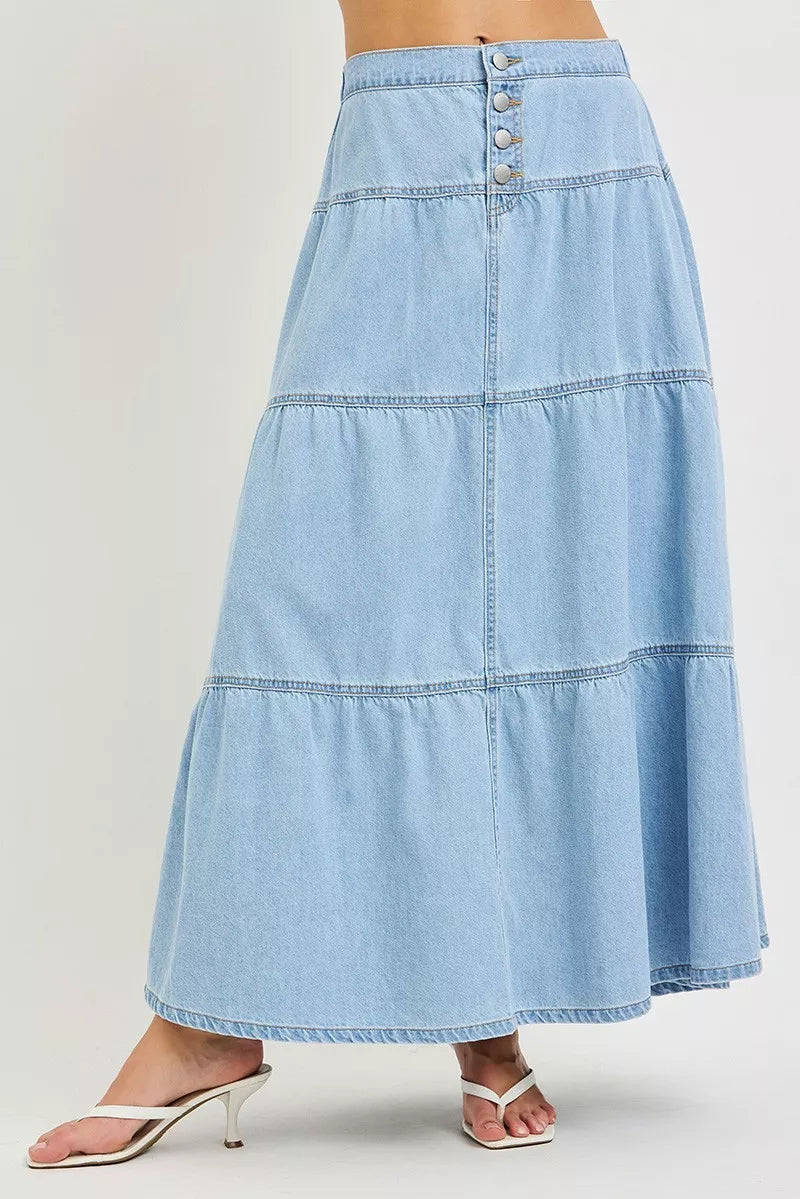 RISEN High Rise Ruffle Long Skirts on Simply Obsessed