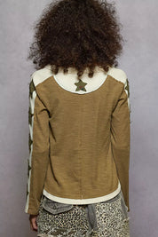 POL Round Neck Long Sleever T-Shirt with Star Patch on Simply Obsessed