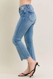 JUDY BLUE Mr Vintage Wash Destroy Hem Kick Flare Jeans on Simply Obsessed