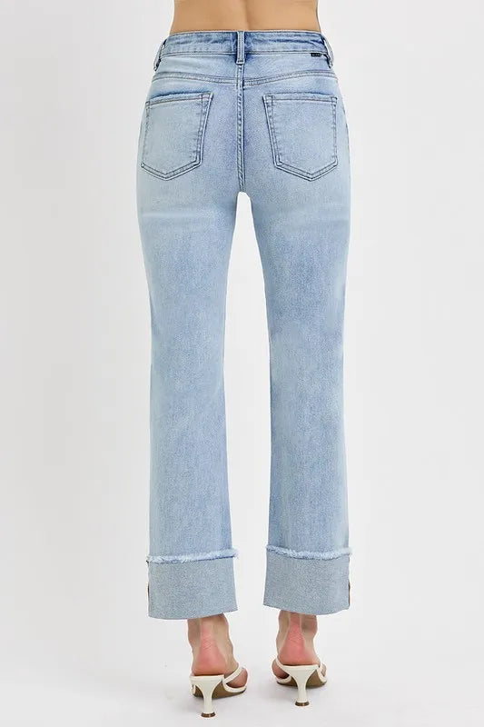 RISEN High Rise Straight Cuffed Relaxed Jeans on Simply Obsessed