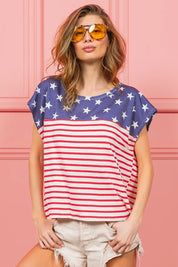 BIBI Star Rpinted with Stripe Combo Top on Simply Obsessed