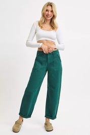 RISEN High Rise Ankle Cuffed Barrel Pants on Simply Obsessed