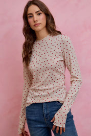SO ME Ditsy Heart All Over Slub Rib Knit Valentine Top on Simply Obsessed