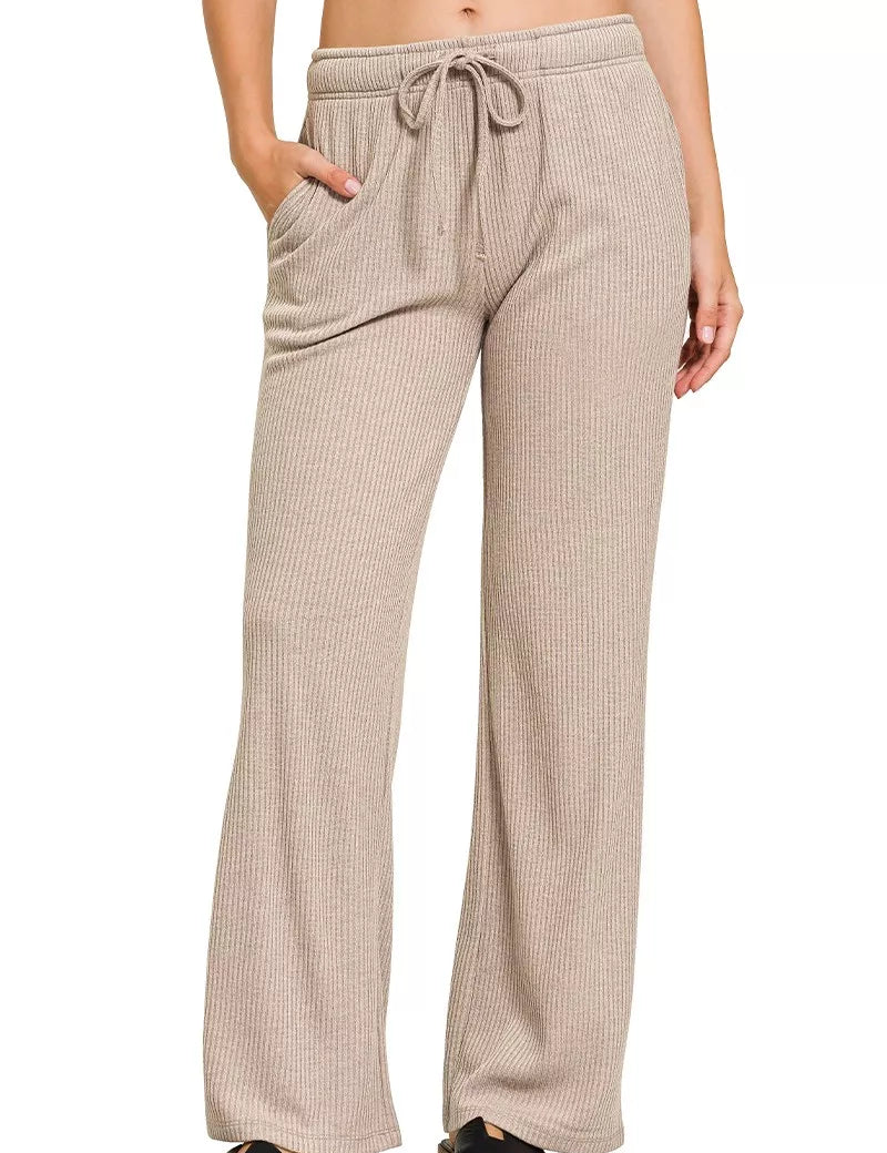 ZENANA Ribbed Drawstring Lounge Pants on Simply Obsessed