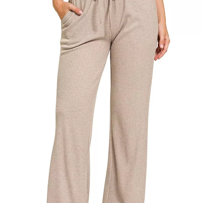 ZENANA Ribbed Drawstring Lounge Pants on Simply Obsessed