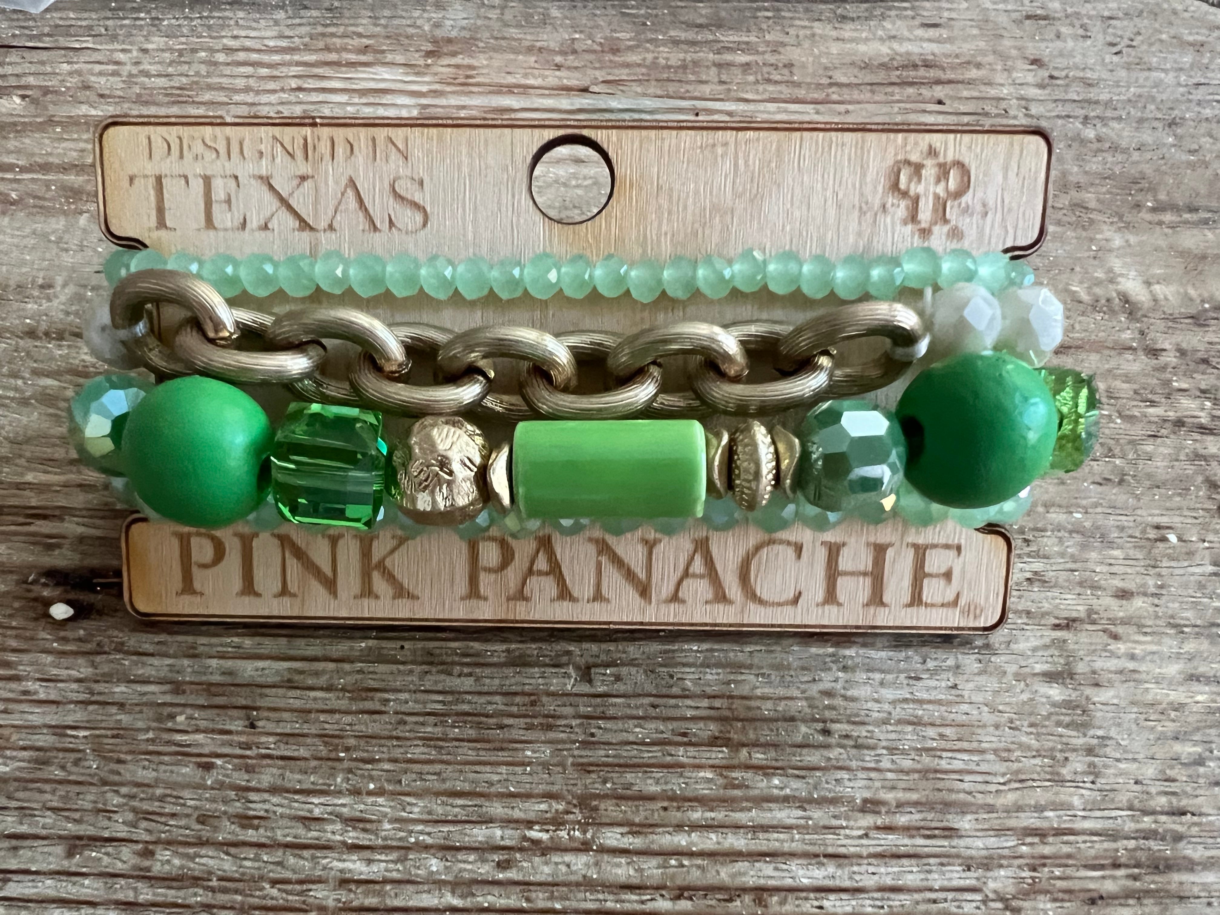 #94 One of a Kind Chunky Green Beaded Stack on Simply Obsessed