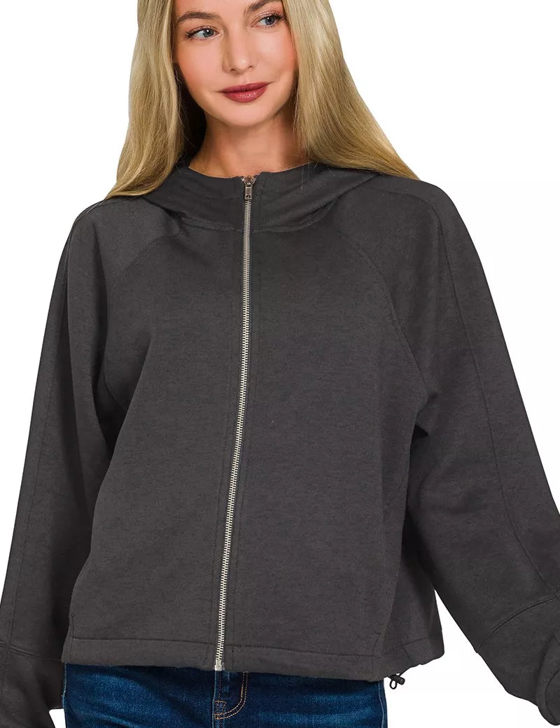 ZENANA Soft Scuba Full Zip Hoodie Jacket on Simply Obsessed