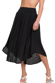 ZENANA Woven Crinkle Smocked Waist Maxi Skirt W Pockets on Simply Obsessed