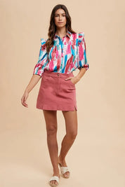 Annie Wear Comfort Stretch Cotton Slit Detailed Mini Skirt on Simply Obsessed
