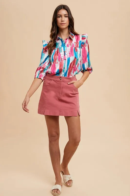 Annie Wear Comfort Stretch Cotton Slit Detailed Mini Skirt on Simply Obsessed