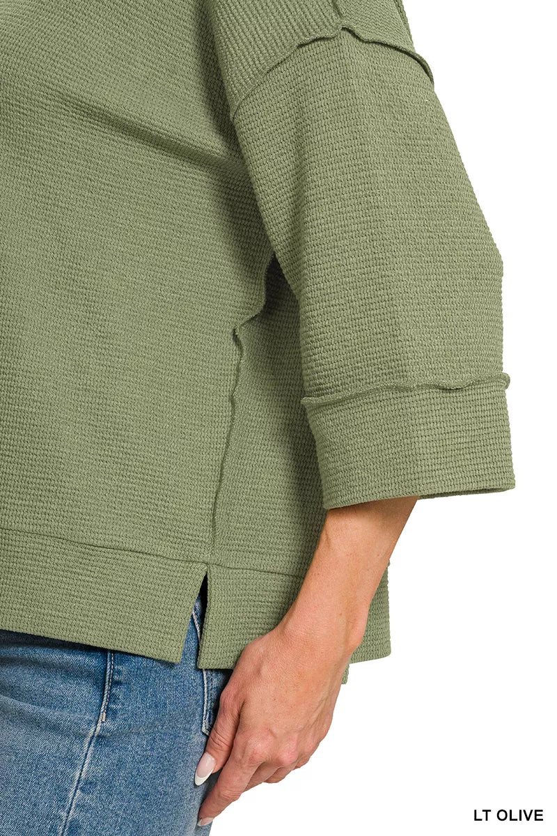 ZENANA Double Knit 3/4 Sleeve Top on Simply Obsessed