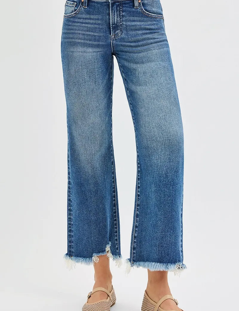 RISEN Full Size Mid Rise Crop Straight Jeans Plus Size on Simply Obsessed