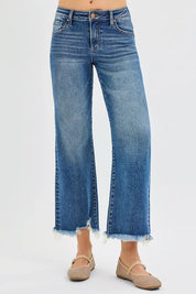 RISEN Full Size Mid Rise Crop Straight Jeans Plus Size on Simply Obsessed