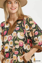 UMGEE Mix Floral Contrast Trim Shift Mini Dress **DOORBUSTER** on Simply Obsessed