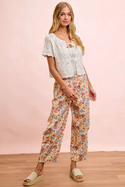 BIBI Washed Floral Printed Twill Barrel Pants **FALL DEBUT SALE** on Simply Obsessed