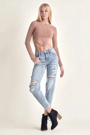 RISEN Distressed Slim Cropped Jeans on Simply Obsessed