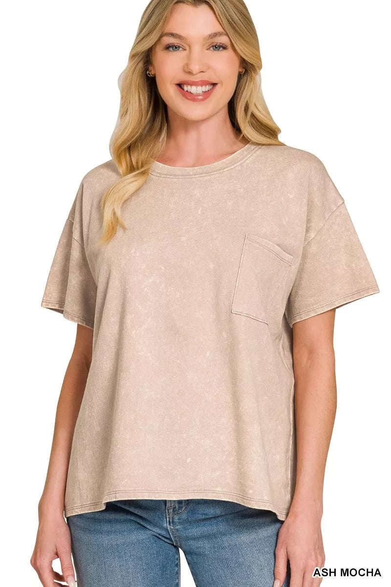 ZENANA French Terry Acid Washed Relaxed Top & Short Set on Simply Obsessed