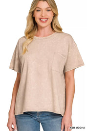 ZENANA French Terry Acid Washed Relaxed Top & Short Set on Simply Obsessed