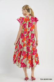 UMGEE Mix Bold Floral Tiered Midi Dress on Simply Obsessed