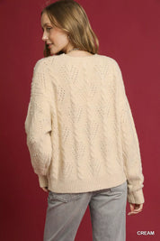UMGEE Pearl-Embellished Long Sleeve Sweater on Simply Obsessed