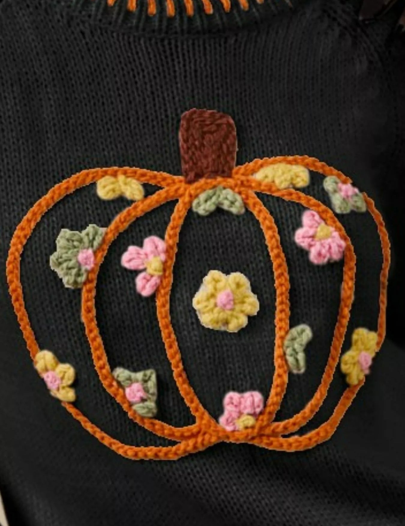 SO ME Pumpkin Floral Embroidered Thanksgiving Sweater on Simply Obsessed