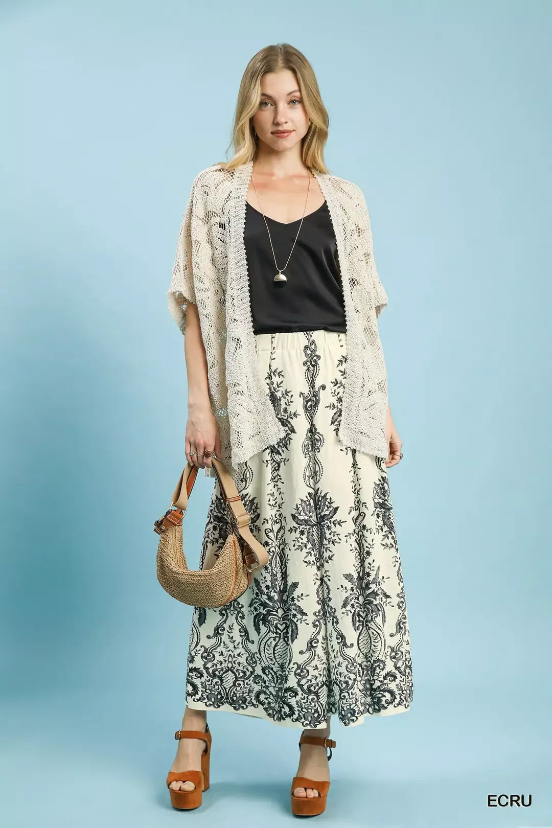 UMGEE Border Print Wide Leg Pants on Simply Obsessed