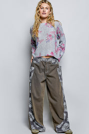 POL Ribbed Butterfly Print Round Neck Knit Top on Simply Obsessed