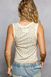 POL Floral Round Neck Cropped Ribbed Tank on Simply Obsessed