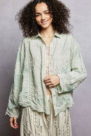 POL Embroidery Button Down Long Sleeve Shirt on Simply Obsessed