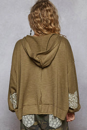 POL Peace Patch Floral Long Sleeve Hoodie on Simply Obsessed