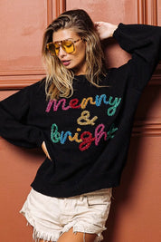 BIBI Tinsel Lettering Christmas Sweater on Simply Obsessed