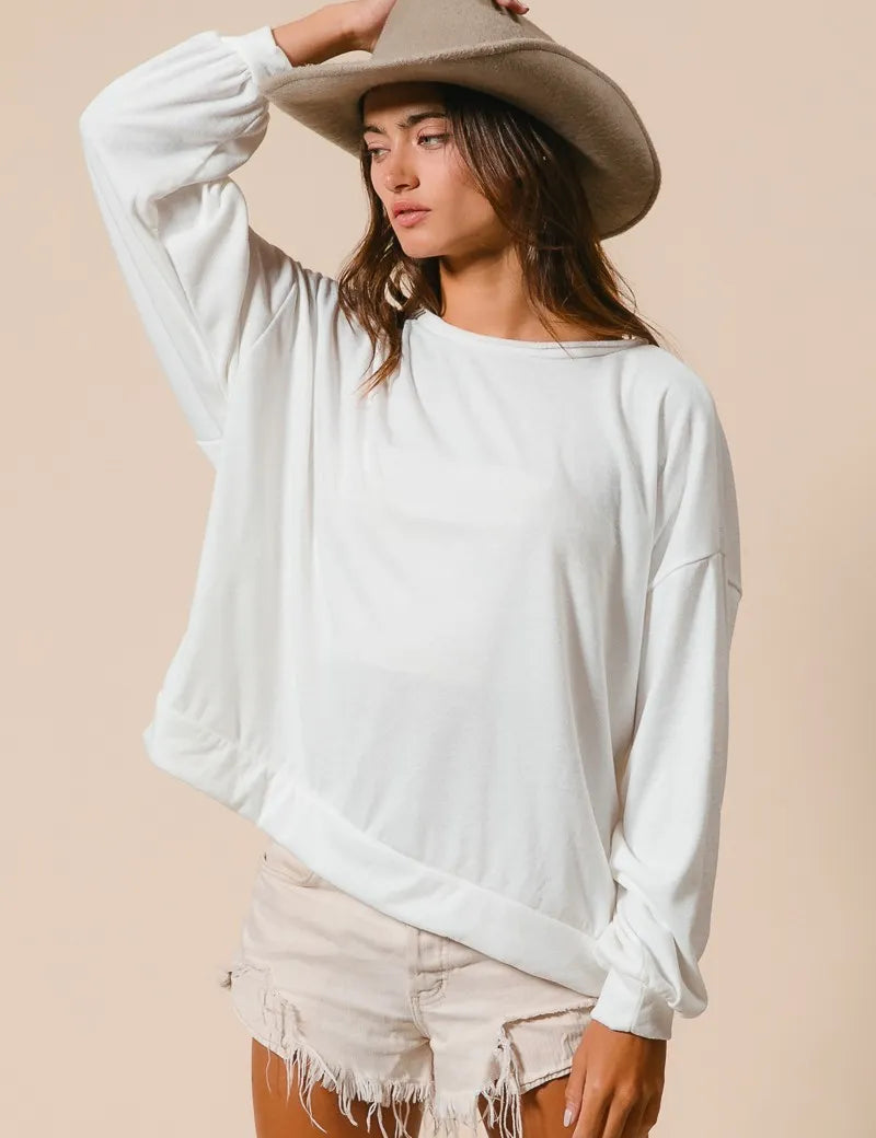 BIBI Loop Terry Pull Over With Cut Edge Band on Simply Obsessed