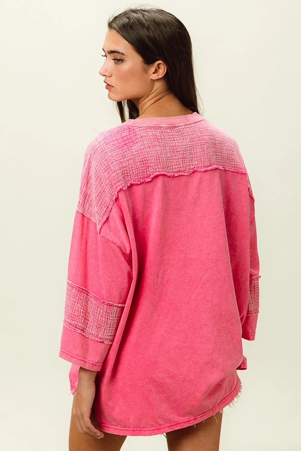 BIBI High-Low Washed Knit Shirt on Simply Obsessed