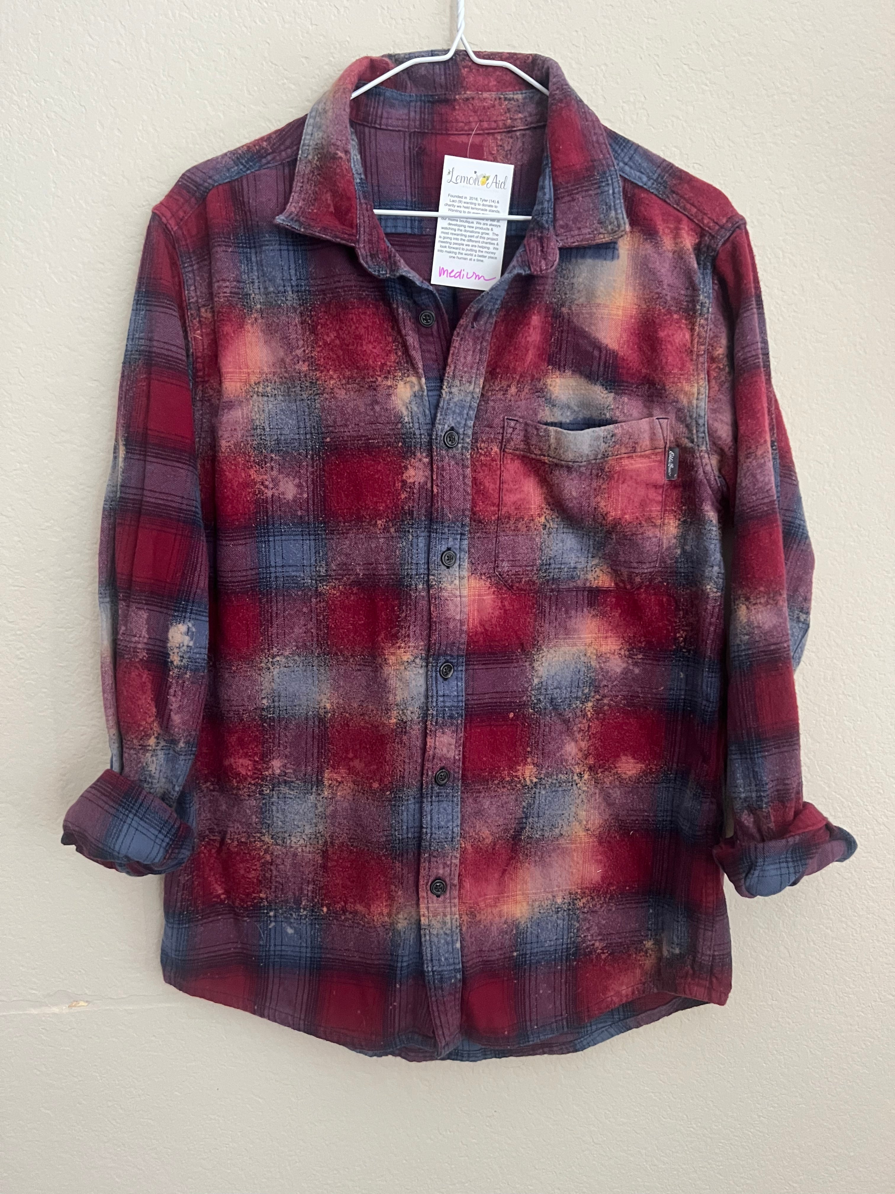 Malibu Hippie #200 MEDIUM Bleached Red/Blue Flannel on Simply Obsessed