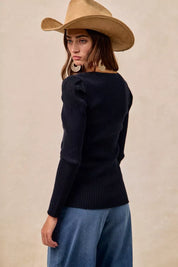 BiBi Ribbed Contrast Front Tied Top with Shrried on Simply Obsessed
