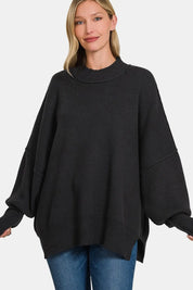 Zenana Side Slit Oversize Sweater on Simply Obsessed
