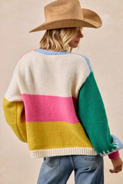 BIBI Color Block Open Front Sweater Cardigan on Simply Obsessed